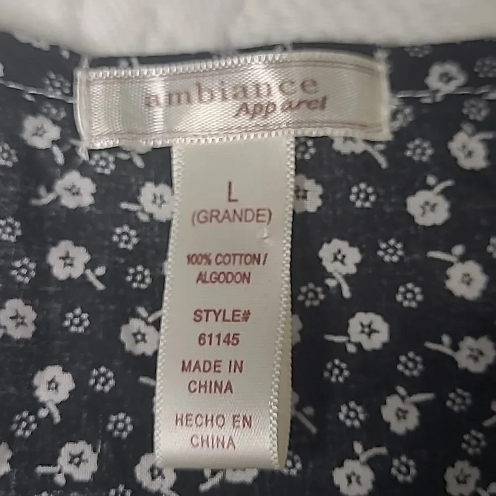 ambiance Apparels sz L dropwaist blouse button front waist ties
